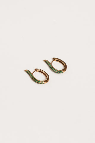 Oorhangers druppel met steentjes goud/groen - Zoya