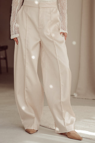 Satin Barrel Fit Trousers Cream - Stevie