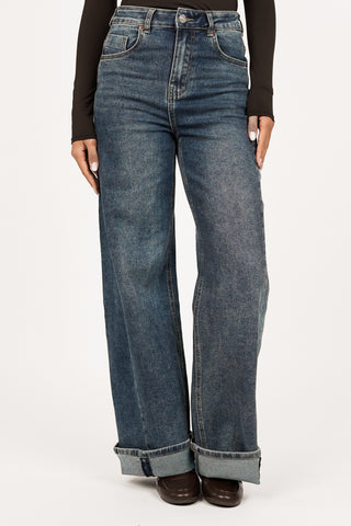 Wide Leg Jeans High Waist Blau - Claire