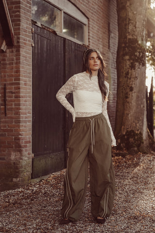 Kanten mesh top creme - Jamy