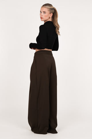 Wide leg fold over trousers brown - Jessy