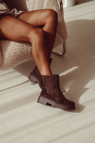 Chelsea boots suedelook donker bruin - Regan