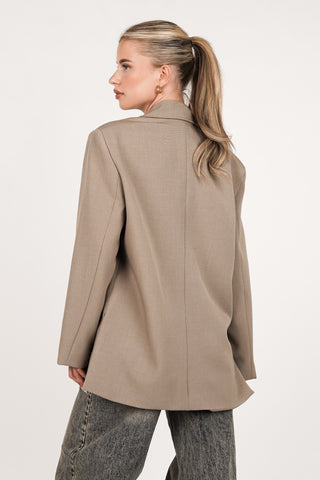 Oversized Blazer, asymmetrisch, Kamel – Clara