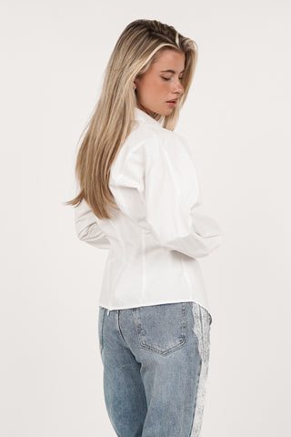 Getailleerde blouse asymmetrisch wit - Juliana