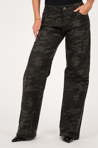 Straight leg camouflage jeans - Pearl