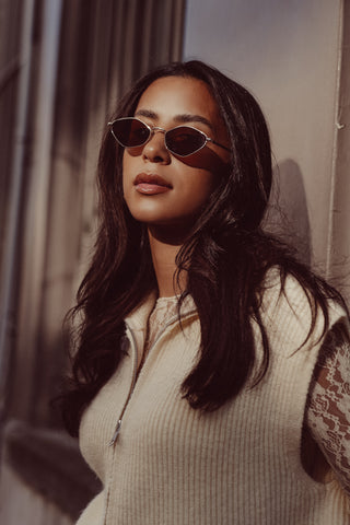 Cat-eye narrow brown sunglasses - Violet