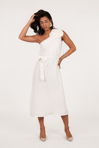 Maxi dress with rose detail white - Victoria