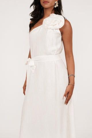 Maxi dress with rose detail white - Victoria