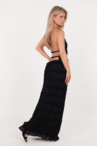 Maxi rok met plisse zwart - Camille