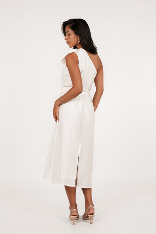Maxi dress with rose detail white - Victoria