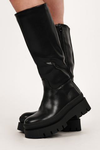 High Boots with Platform Sole Black - Bente