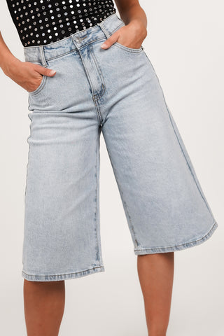 Denim long light blue shorts - Vieve