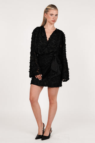 Wrap dress with jacquard black - Lion