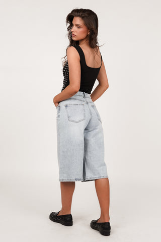 Denim long light blue shorts - Vieve
