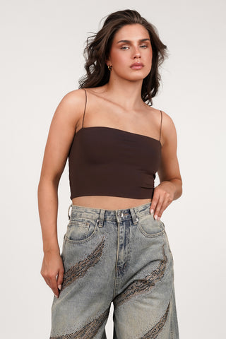 Yellow spaghetti strap crop top - Bless