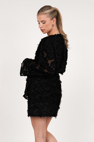 Wrap dress with jacquard black - Lion