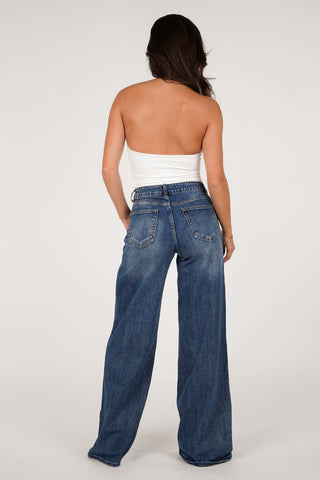 Tall wide leg jeans acid wash blue - Macy