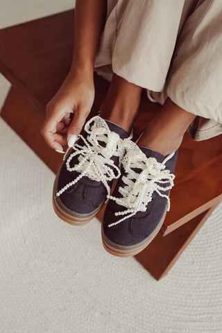 Platform sneakers met kant zwart - Jacy