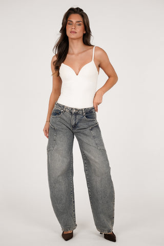 Barrel jeans with pockets blue - Xenna