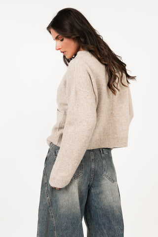 Knitted button-up cardigan beige - Ezra