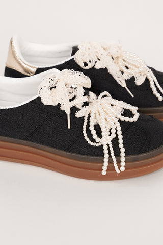 Platform sneakers met kant zwart - Jacy