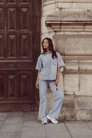 Denim oversized light blue blouse - Sereen