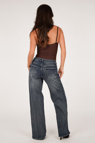Straight leg jeans mid waist blauw - Logan