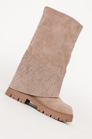Laarzen suedelook met studs beige - Quinty