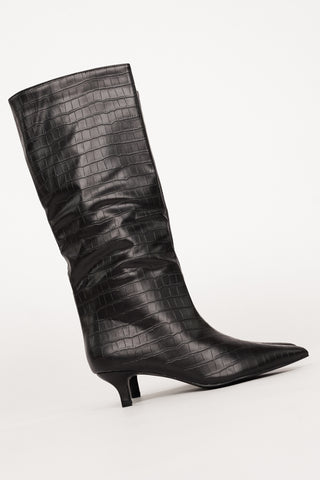 Zwarte laarzen met croco print - Leila