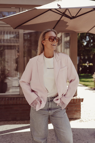 Oversized lace blazer pink - Aileen
