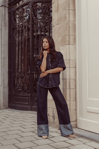 Denim oversized dark blue shirt - Sereen
