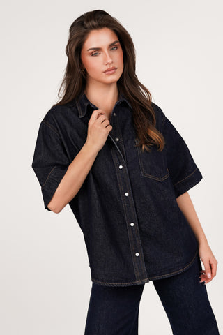 Denim oversized dark blue shirt - Sereen