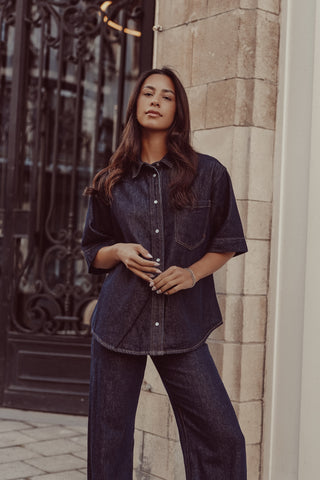 Denim oversized dark blue shirt - Sereen