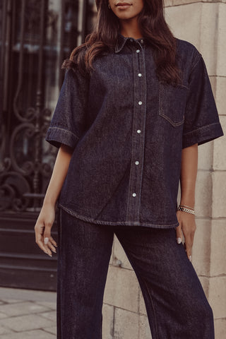 Denim oversized dark blue shirt - Sereen
