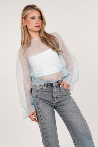 Translucent wide blue blouse - Alba