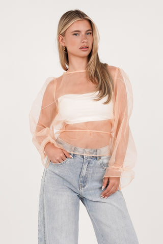 Sheer blouse wide orange - Alba