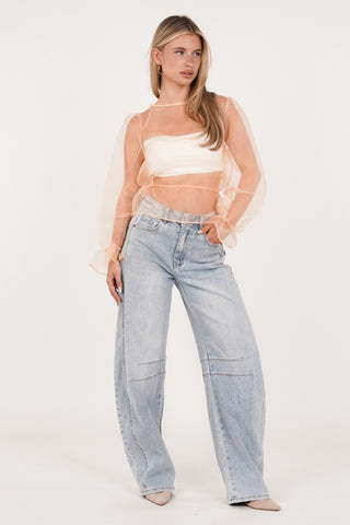 Sheer blouse wide orange - Alba