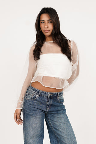 Sheer blouse loose white - Alba