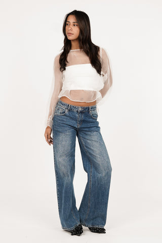 Sheer blouse loose white - Alba