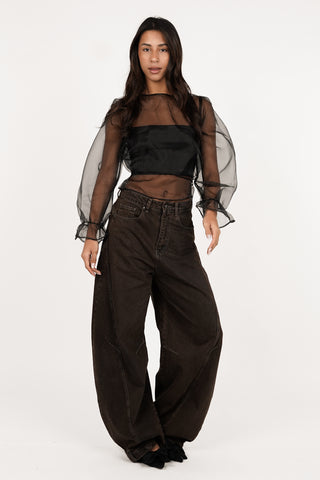 Sheer blouse wide black - Alba