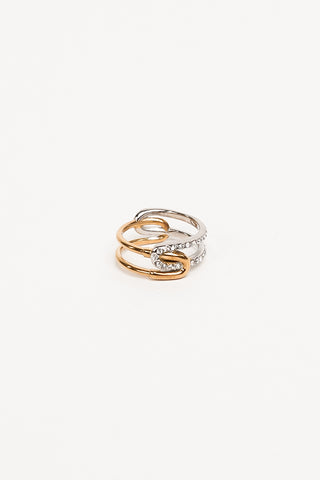 Double ring with rhinestones gold/silver - Raya