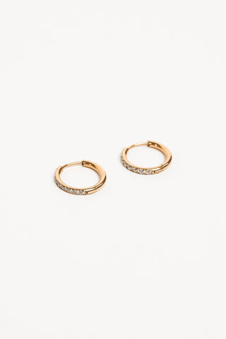 Thin hoop earrings with rhinestones gold - Kylie