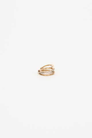 Earcuff 3 rings with rhinestones gold - Lotty
