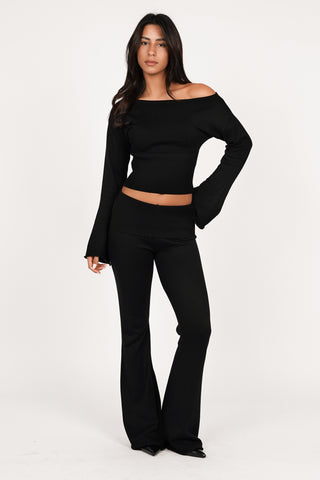 Flared black low-waist trousers - Pia