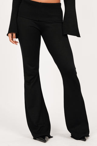 Flared black low-waist trousers - Pia