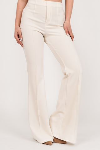 Flared trousers with piping in chocolate brown - Poppy