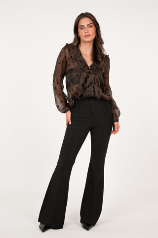 Flared trousers with black piping - Poppy