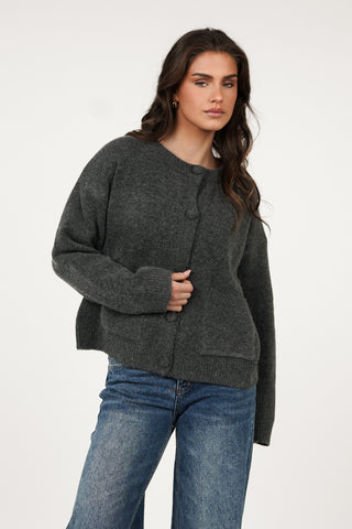 Knitted cardigan with buttons grey - Ezra