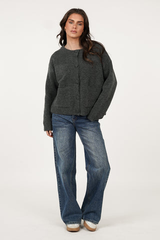 Knitted cardigan with buttons grey - Ezra