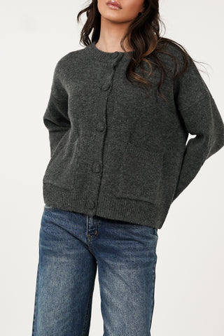 Knitted cardigan with buttons grey - Ezra